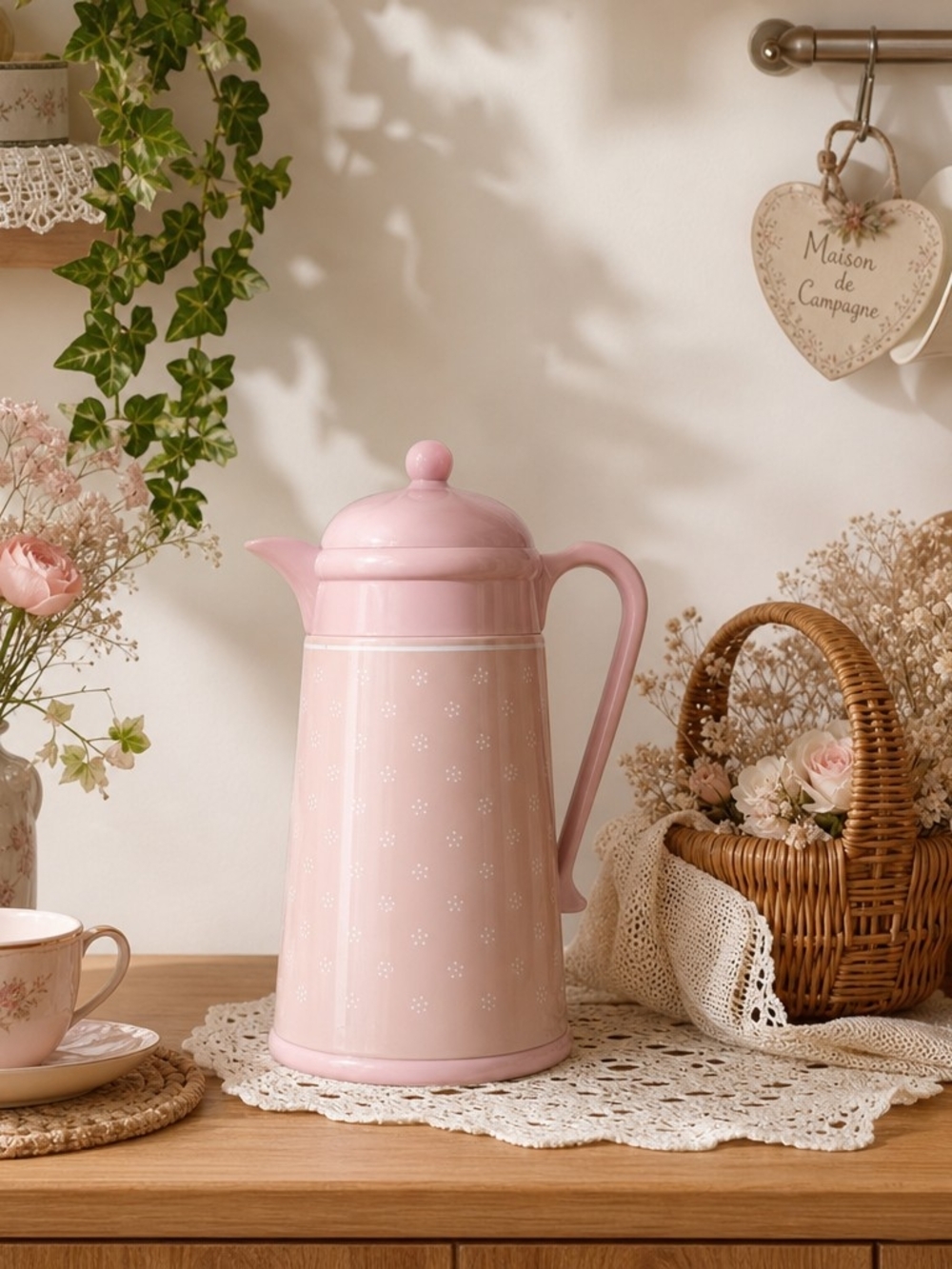 Pink Floral Matte Thermal Coffee Carafe